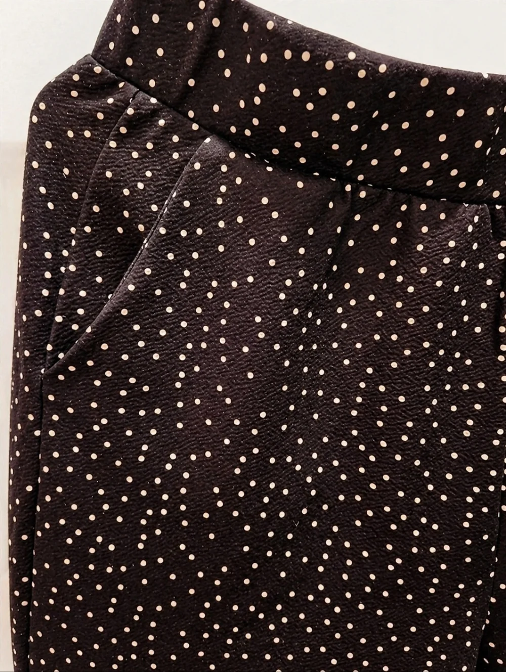 SHEIN Polka Dot Ankle Pants Women’s Large Black White Stretch Straight Fit